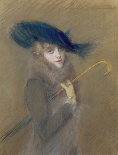 Elegant Lady (pastelli paperille) tekijältä Paul Cesar Helleu