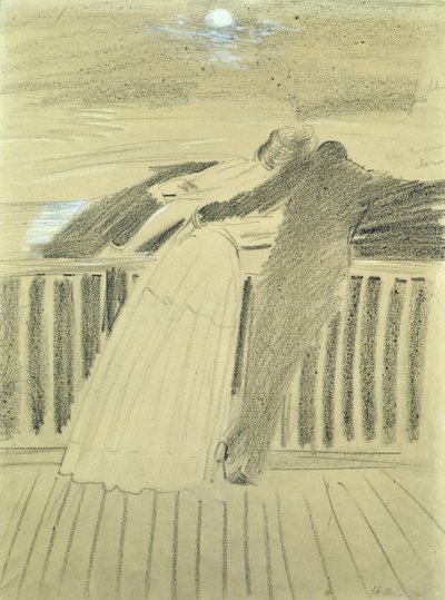 Jeanne Hugo ja Jean Charcot Hauteville Housessa, Guernseyssa (pastelli paperilla) tekijältä Paul Cesar Helleu