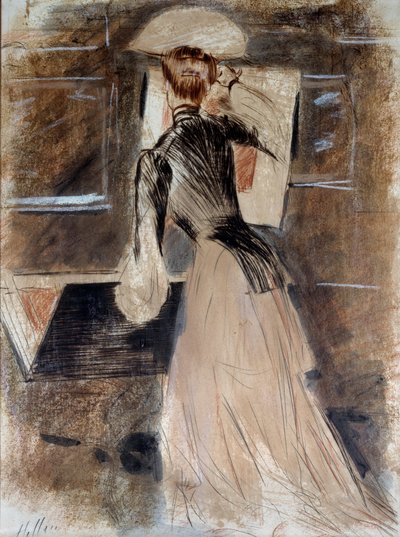 Täyspitkä muotokuva Madeleine Carlierista. Paul Helleu (1859-1927), 1900-luku. Bayonne, Bonnat Museum tekijältä Paul Cesar Helleu