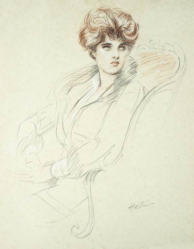 Naisen muotokuva, istuu, tekijältä Paul Cesar Helleu
