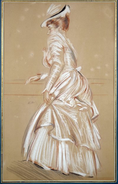 Valkoisen naisen muotokuva. Paul Helleun (1859 - 1927) piirros, 1900-luku. Bayonne, Musee Bonnat tekijältä Paul Cesar Helleu