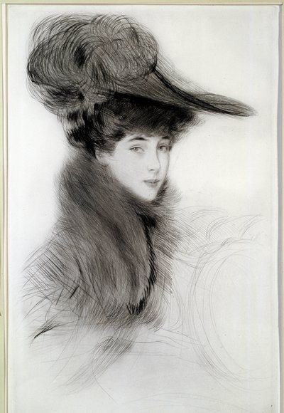 Malboroughin herttuattaren muotokuva. Piirustus Paul Helleu (1859-1927), 1900-luku. Bayonne, Musee Bonnat tekijältä Paul Cesar Helleu