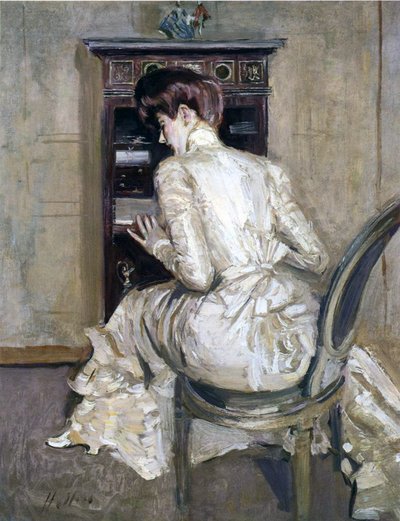 Taiteilijan vaimo sihteerissään, n. 1900 tekijältä Paul Cesar Helleu