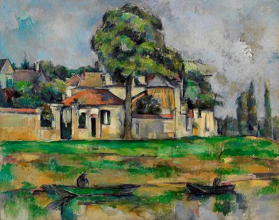 ""Berges de la Marne"" (Marnen pankit) Peinture de Paul Cezanne (1839-1906) - versus 1888 - Öljy kankaalle - Koko 65x81,3 cm Uuden Etelä-Walesin taidegalleria tekijältä Paul Cézanne