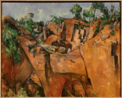 Bibemus-louhos Bibemuksen kivien kantajat Aix en Provencen ja Montagne Sainte Victoiren välillä. Paul Cezannen (1839-1906) maalaus 1895 Essen. Folkwang-museo - Bibemus-louhos. Bibemuksen kivilouhos Aix en Provencen ja Sainte Victoiren välillä tekijältä Paul Cézanne
