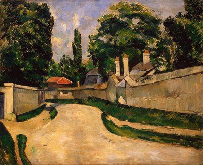 Houses Along a Road, n. 1881 (öljy kankaalle) tekijältä Paul Cézanne