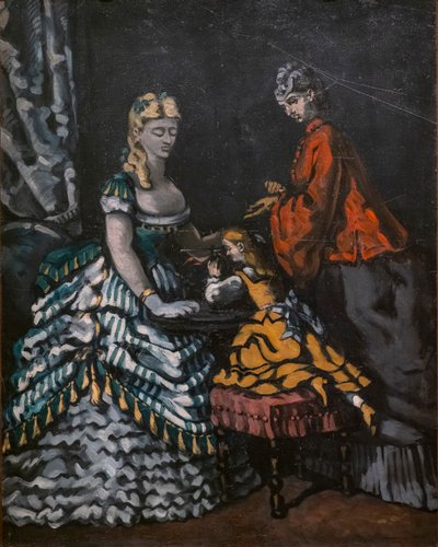 Sisustus, jossa on kaksi naista ja lapsi tekijältä Paul Cézanne