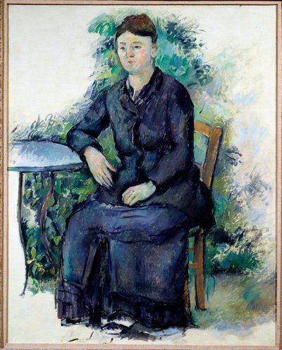 Madame Cezannen muotokuva Paul Cezannen (1839-1906) puutarhamaalauksessa 1800-luvun aurinko. 0,63x0,8 m Pariisi, Musee de l