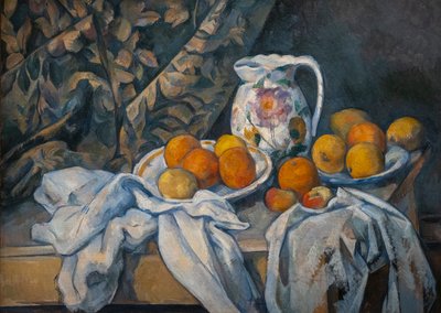 Asetelma verhon kanssa tekijältä Paul Cézanne