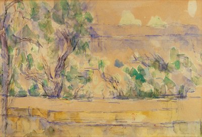 Näkymä otettu studiossa Lauvesissa (akvarelli kynällä paperille) tekijältä Paul Cézanne