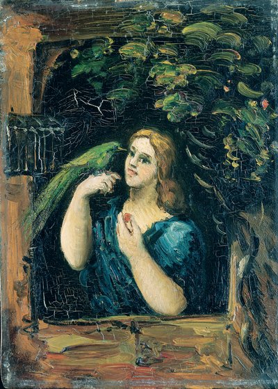 Nainen papukaijan kanssa tekijältä Paul Cézanne