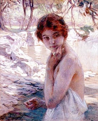 Tyttö puron varrella (öljy kankaalle) tekijältä Paul Chabas