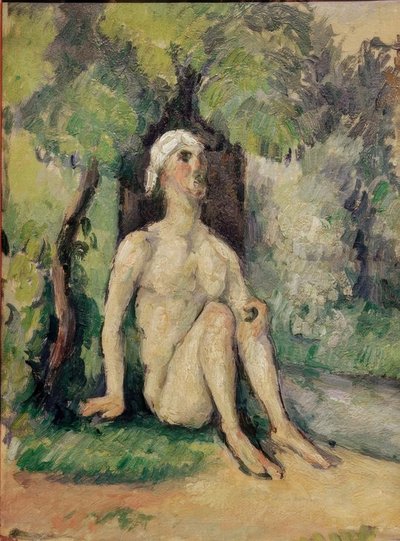 Uimari istuu veden äärellä tekijältä Paul Cézanne