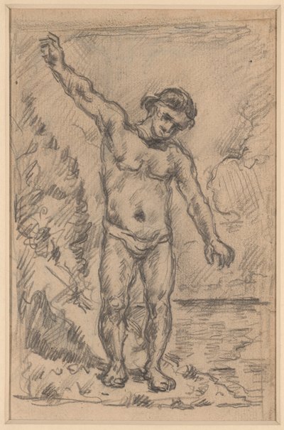 Uimari ojennetuin käsivarsin (etusivu); Puustutkimus (kääntöpuoli). tekijältä Paul Cézanne