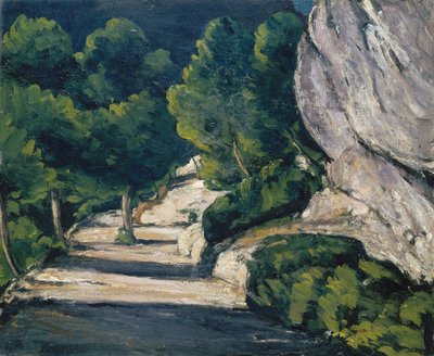 Maisema. Tie ja puut Kalliovuorilla tekijältä Paul Cézanne