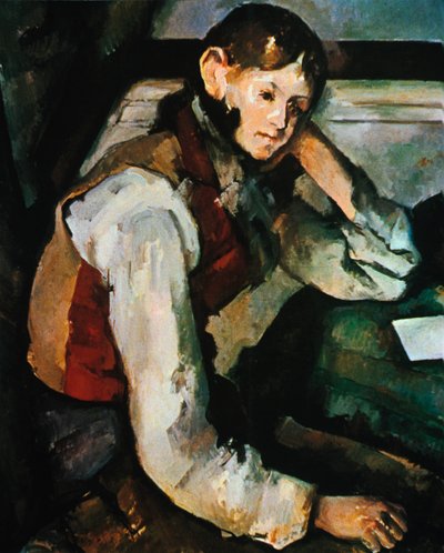 Poika punaisessa liivissä, 1888-1890 tekijältä Paul Cézanne