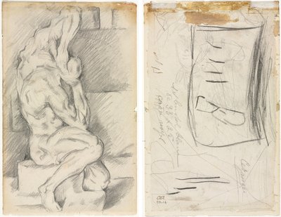 Luonnos anatomisesta veistoksesta (recto) Luonnos rouva Cézannesta (verso) tekijältä Paul Cézanne