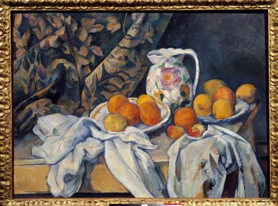 Asetelma verholla. Paul Cezannen (1839-1906) maalaus tekijältä Paul Cézanne