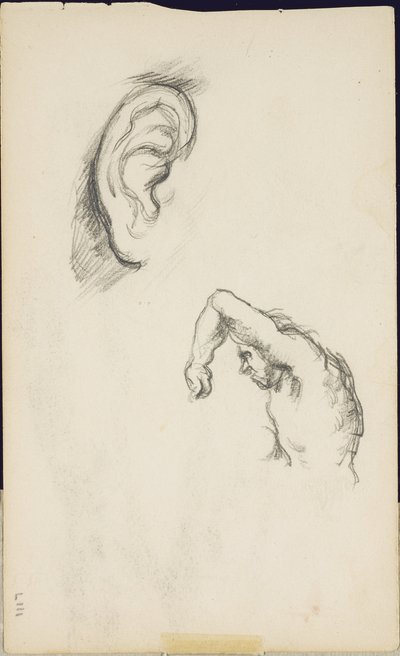 Tutkimuksia Luca Signorellin jälkeen: korva ja mieshahmo, n. 1877-80 tekijältä Paul Cézanne