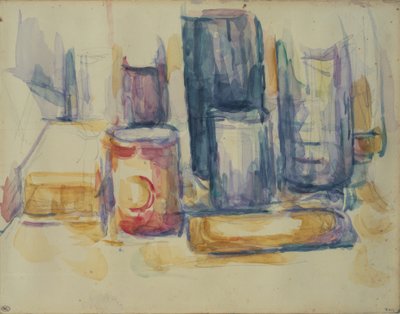Keittiön pöytä: ruukut ja pullot tekijältä Paul Cézanne