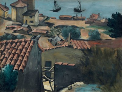 Kalastajien kylä L"Estaquessa; Kalastajakylä l"Estaquessa, noin 1870 tekijältä Paul Cézanne