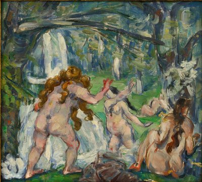 ""Kolme uimaria"" Paul Cezannen (1839-1906) maalaus 1875 Öljy kankaalle - koko 30,5x33cm Yksityinen kokoelma tekijältä Paul Cézanne