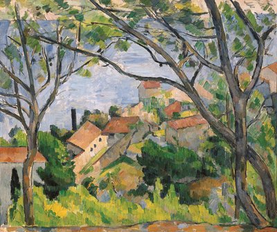 Näkymä L"Estaquesta puiden läpi, 1879 tekijältä Paul Cézanne