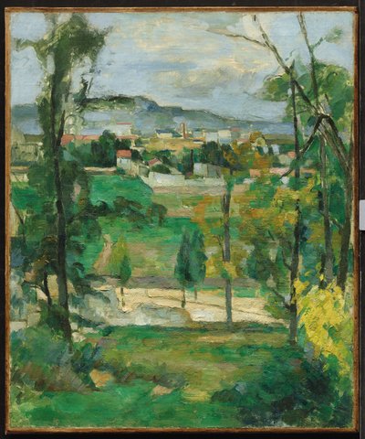 Kylä puiden takana, Île-de-France, n. 1879 tekijältä Paul Cézanne
