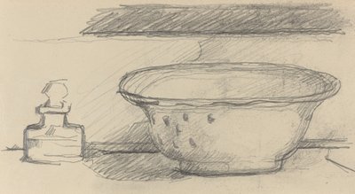Pesuallas ja tuoksupullo [recto] tekijältä Paul Cézanne