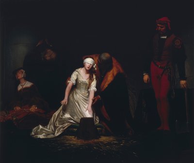 "Lady Jane Greyn teloitus", 1834. tekijältä Paul Delaroche