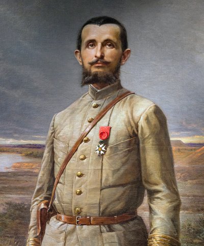 yksityiskohta maalauksesta "" Commander Marchand"" (Jean Baptiste - Jean-Baptiste Marchand tekijältä Paul Dominique Philippoteaux