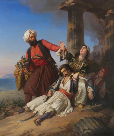 Kohtaus Kreikan vapaussodasta, 1841. tekijältä Paul Emil Jacobs