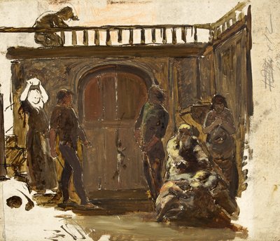 Luonnos "Riistalle" (öljy paperille) tekijältä Paul Falconer Poole