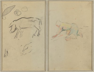 Sika; Breton talonpoika polvistuu [verso] tekijältä Paul Gauguin