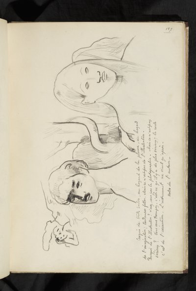 Avant et après - teksti ja piirros Aadamista ja Eevasta käärmeen kiertyessä puun ympärillä takanaan tekijältä Paul Gauguin