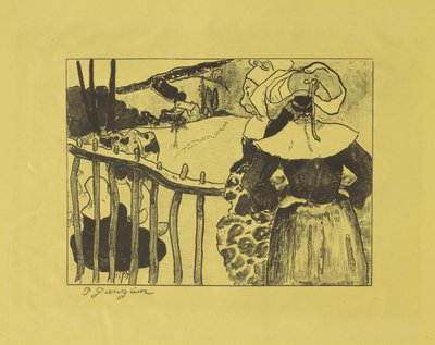 Bretonilaiset naiset seisomassa aidan vieressä, 1889 tekijältä Paul Gauguin