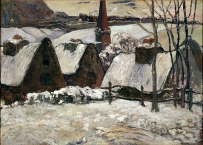 Breton kylä lumen alla (öljy kankaalle tekijältä Paul Gauguin