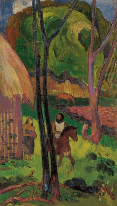 Ratsastaja kotan edessä, 1902. tekijältä Paul Gauguin