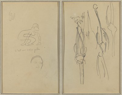 Hiipivä apina ja miehen pää; Luut ja lihakset [käänteinen] tekijältä Paul Gauguin