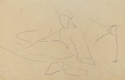 Hahmo istuu maassa [recto] tekijältä Paul Gauguin