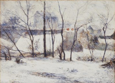 Ranska: La Neige à Vaugirard II, ou Jardin sous la neige I Puutarha lumen alla. tekijältä Paul Gauguin