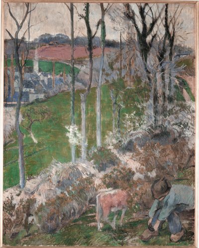 Talvi. Petit Breton arraant son sabot (öljy kankaalle) (öljy kankaalle) tekijältä Paul Gauguin