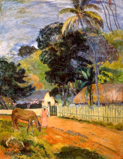 Hevonen tiellä, Tahitin maisema, 1899 tekijältä Paul Gauguin