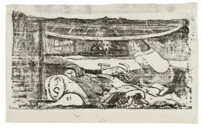 Tahitilaisen majan sisustus, Late Wood-Block Prints -sarjasta tekijältä Paul Gauguin