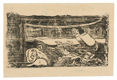 Tahitilaisen majan sisustus, Late Wood-Block Prints -sarjasta tekijältä Paul Gauguin