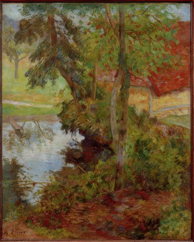 Maisema punaisella katolla tekijältä Paul Gauguin