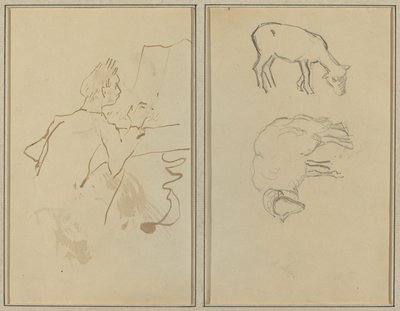 mies soittaa pianoa; Kaksi lammasta [versio] tekijältä Paul Gauguin