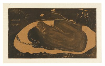 Manau tupapau (Hän ajattelee aavetta tai Aave ajattelee häntä), Noa Noa-sviitistä. tekijältä Paul Gauguin