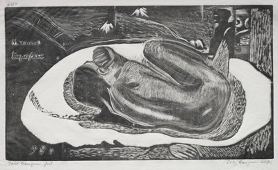 Noa Noa: Manao Yupapau, jota katseli kuolleiden henki, 1893-94. tekijältä Paul Gauguin