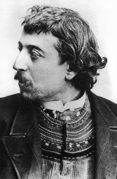 Paul Gauguin (1848-1903) ranskalainen taidemaalari täällä Kööpenhaminassa maaliskuussa 1891 bretonneuletakissa, Carrierelle omistettu omakuva tekijältä Paul Gauguin
